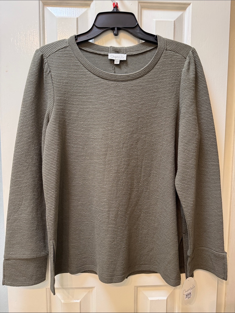 Chenault Olive Green Ribbed Crewneck Sweater
